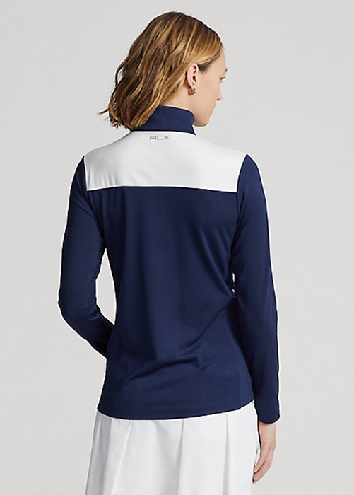 Ralph Lauren Chevron-Stripe Quarter-Zip Tröjor Dam Marinblå Gröna | 182964-EIS