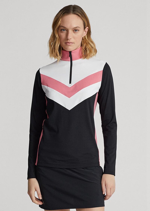 Ralph Lauren Chevron-stripe Quarter-zip Pullover Tröjor Dam Svarta | 491238-YHA