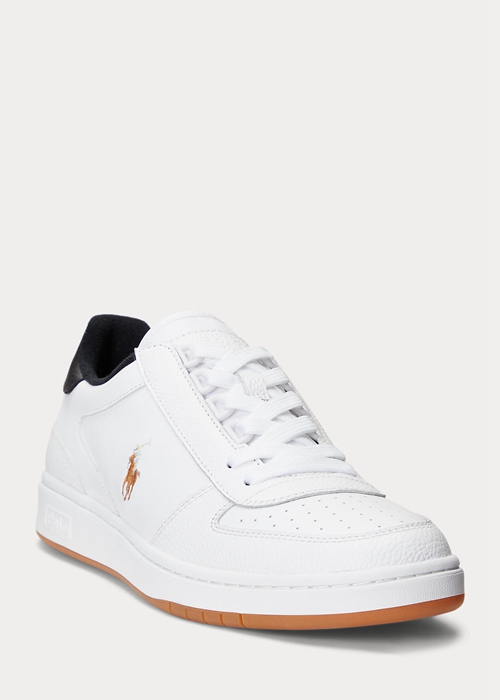 Ralph Lauren Court Läder Low-Top Sneakers Herr Vita Svarta | 627530-ZVU