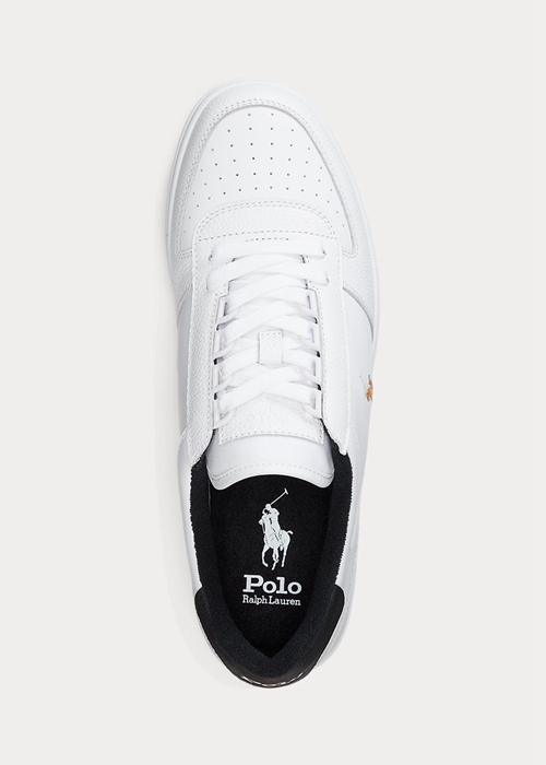 Ralph Lauren Court Läder Low-Top Sneakers Herr Vita Svarta | 627530-ZVU