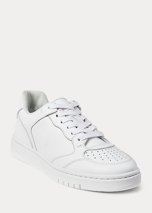 Ralph Lauren Court Läder Sneakers Dam Vita | 069157-OPB