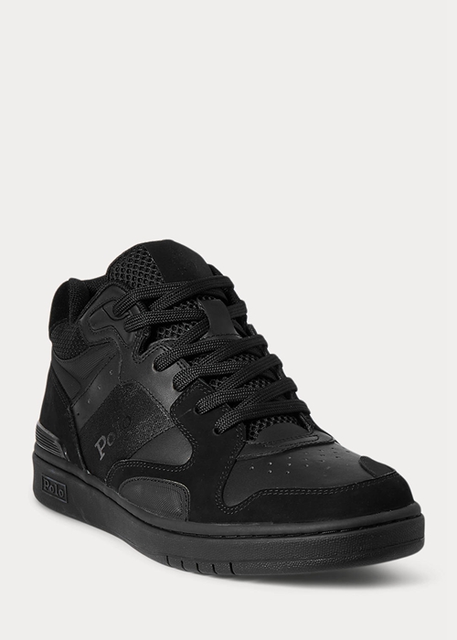 Ralph Lauren Court Mid Pro Sneakers Herr Svarta Svarta | 613240-TDO