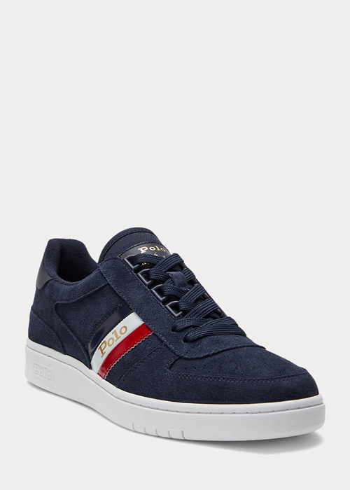 Ralph Lauren Court Mocka Low-Top Sneakers Herr Marinblå | 289071-JIP