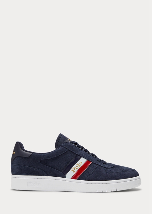 Ralph Lauren Court Mocka Low-Top Sneakers Herr Marinblå | 289071-JIP