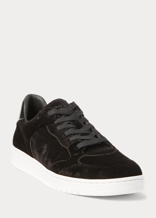 Ralph Lauren Court Velvet Low-Top Sneakers Herr Svarta | 087234-PHV