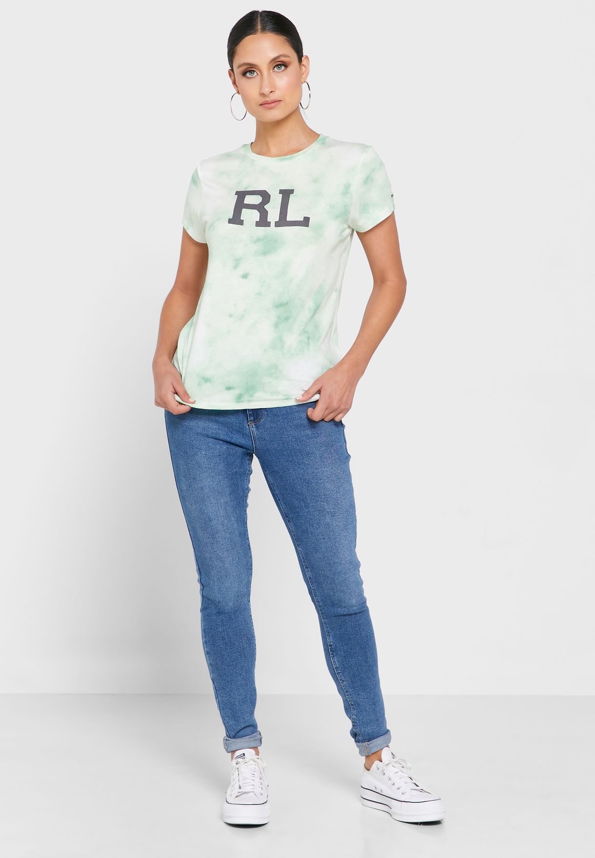 Ralph Lauren Crew Neck Tryck T-shirt Dam Gröna | 431098-JHD