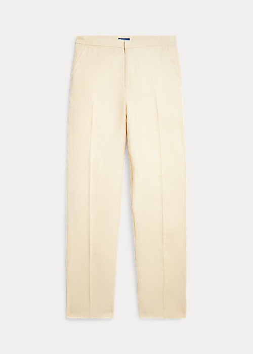 Ralph Lauren Cropped Hetero-Leg Linen Byxor Dam Beige | 513094-GOB