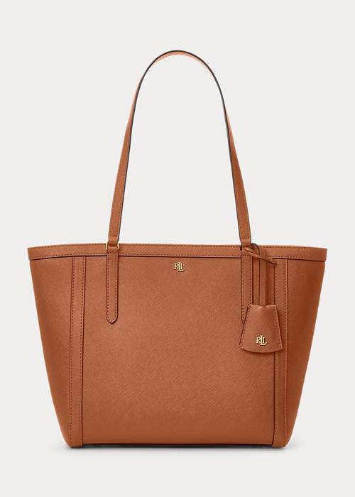 Ralph Lauren Crosshatch Läder Medium Clare Toteväska Dam Lauren Tan | 435862-KJH