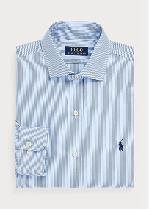 Ralph Lauren Custom Fit Randig Performance Formal Skjorta Herr Blå | 715290-OGF