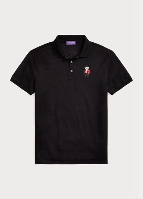 Ralph Lauren Custom Slim Fit Bear Piketröja Herr Svarta | 097542-ZDU