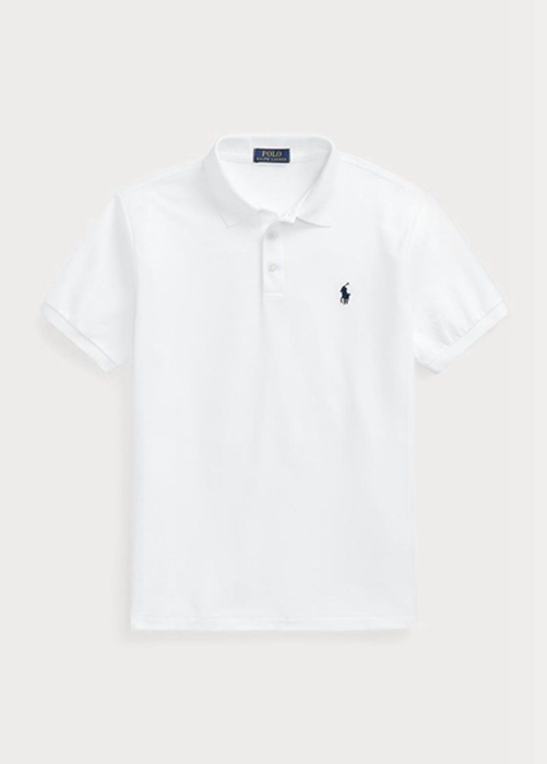 Ralph Lauren Custom Slim Fit Birdseye Piketröja Herr Vita | 598263-VIF