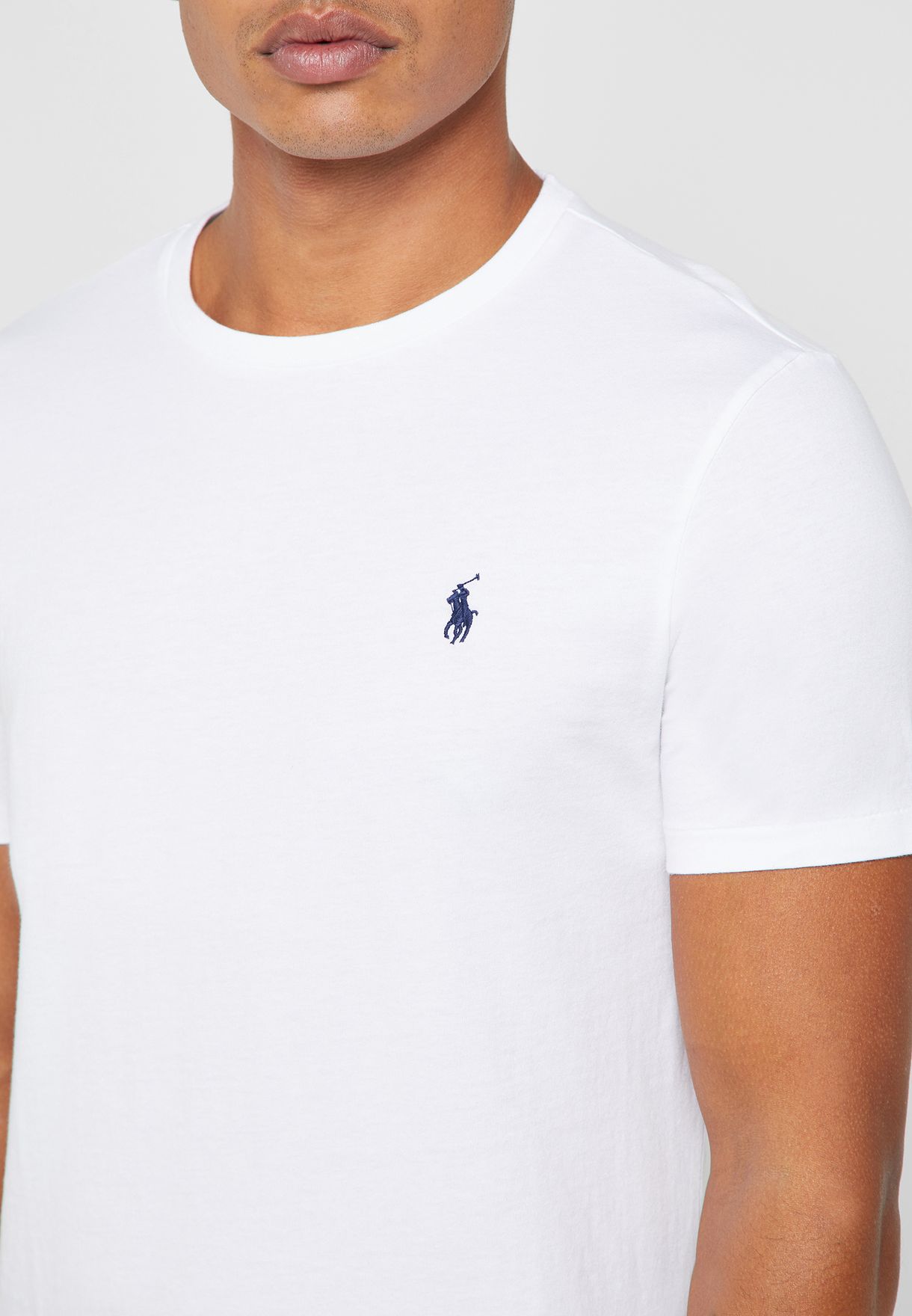 Ralph Lauren Custom Slim Fit Bomull T-shirt Herr Vita | 569208-XNS