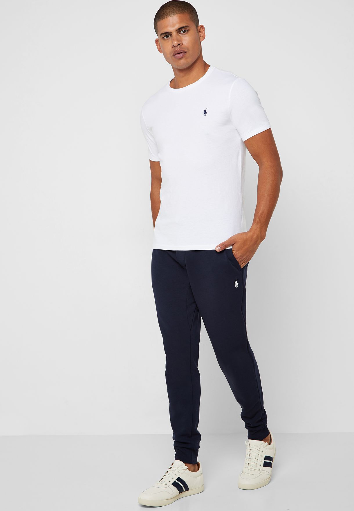 Ralph Lauren Custom Slim Fit Bomull T-shirt Herr Vita | 569208-XNS