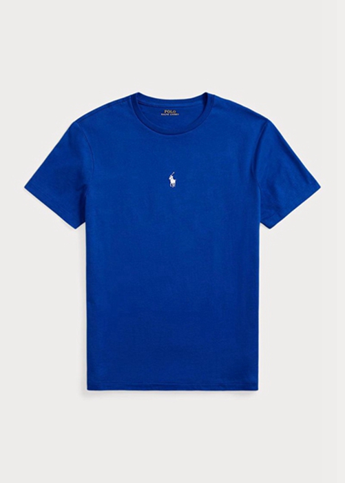 Ralph Lauren Custom Slim Fit Crewneck T-shirt Herr Blå | 136740-XRN