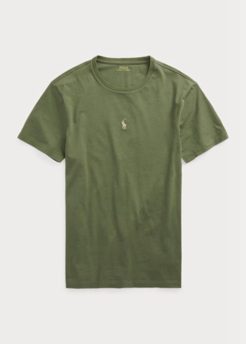 Ralph Lauren Custom Slim Fit Crewneck T-shirt Herr Olivgröna | 728156-VNZ