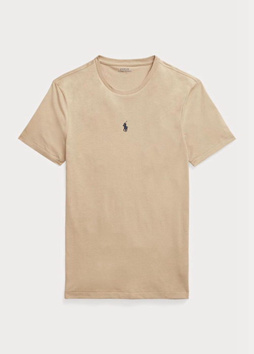 Ralph Lauren Custom Slim Fit Crewneck T-shirt Herr Khaki | 952674-AJU