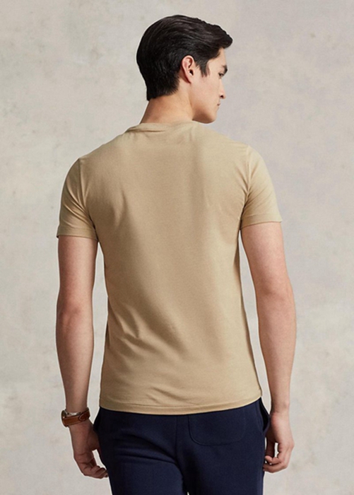 Ralph Lauren Custom Slim Fit Crewneck T-shirt Herr Khaki | 952674-AJU