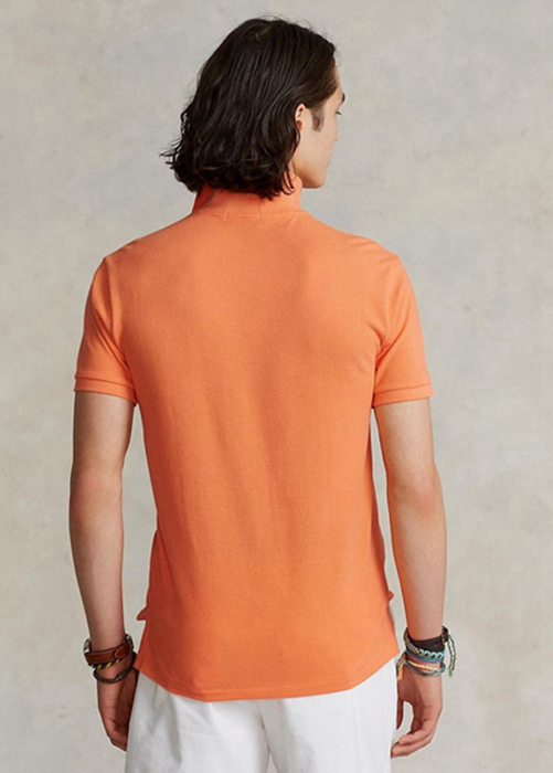 Ralph Lauren Custom Slim Fit Mesh Piketröja Herr Orange | 064987-FLE