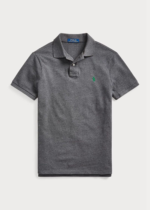 Ralph Lauren Custom Slim Fit Mesh Piketröja Herr Grå | 094781-LOZ