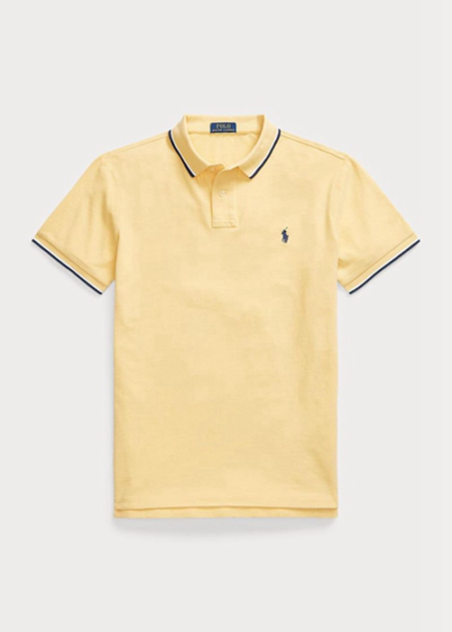 Ralph Lauren Custom Slim Fit Mesh Piketröja Herr Gula | 124578-MQH