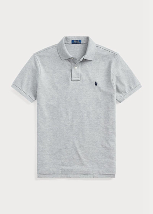 Ralph Lauren Custom Slim Fit Mesh Piketröja Herr Grå | 148027-MPK