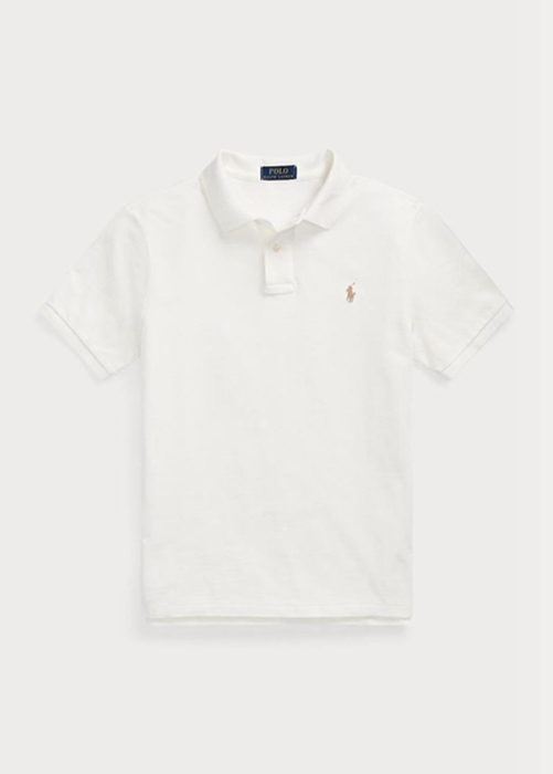 Ralph Lauren Custom Slim Fit Mesh Piketröja Herr Vita | 319684-MLT