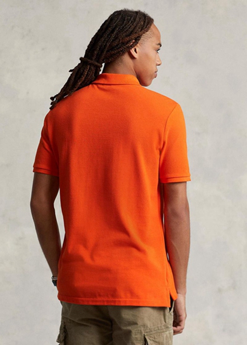 Ralph Lauren Custom Slim Fit Mesh Piketröja Herr Orange | 394285-ALW