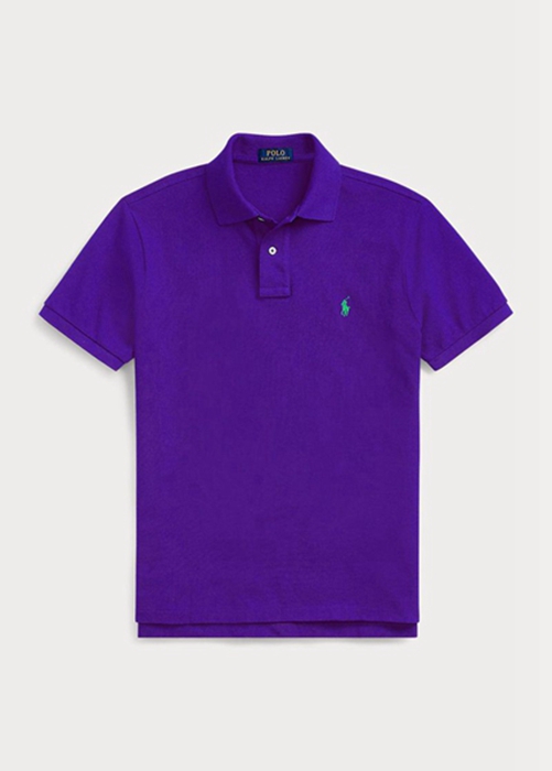 Ralph Lauren Custom Slim Fit Mesh Piketröja Herr Lila | 429861-URL