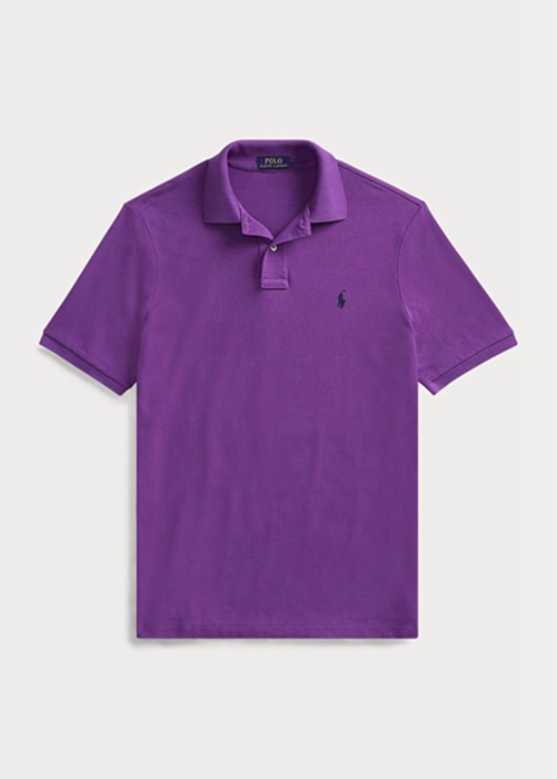 Ralph Lauren Custom Slim Fit Mesh Piketröja Herr Lila | 601789-EUJ