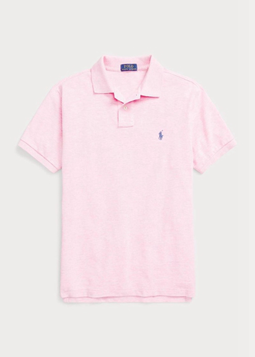 Ralph Lauren Custom Slim Fit Mesh Piketröja Herr Rosa | 628503-KPX