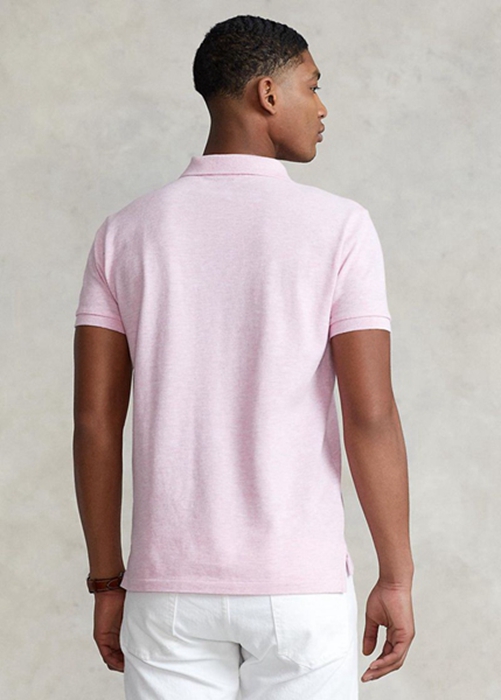 Ralph Lauren Custom Slim Fit Mesh Piketröja Herr Rosa | 628503-KPX