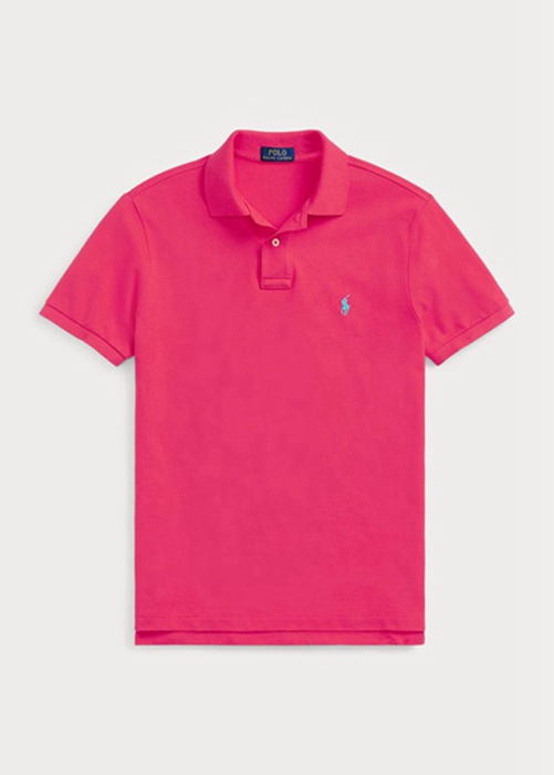 Ralph Lauren Custom Slim Fit Mesh Piketröja Herr Rosa | 630514-FBI