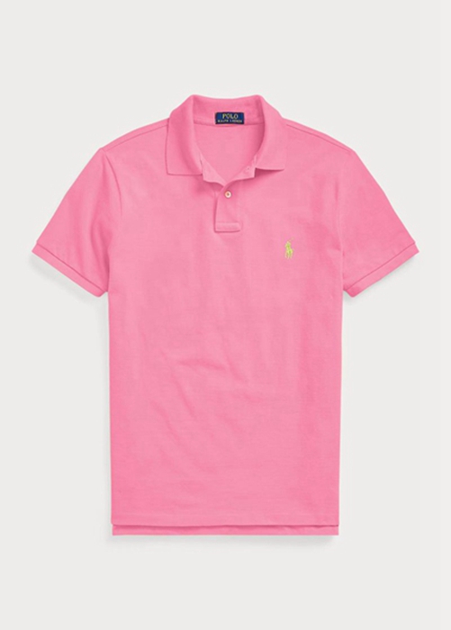 Ralph Lauren Custom Slim Fit Mesh Piketröja Herr Rosa | 792160-WAF