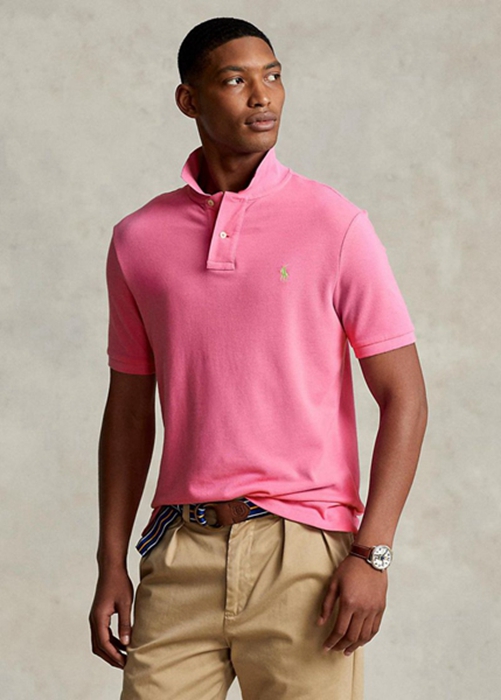 Ralph Lauren Custom Slim Fit Mesh Piketröja Herr Rosa | 792160-WAF