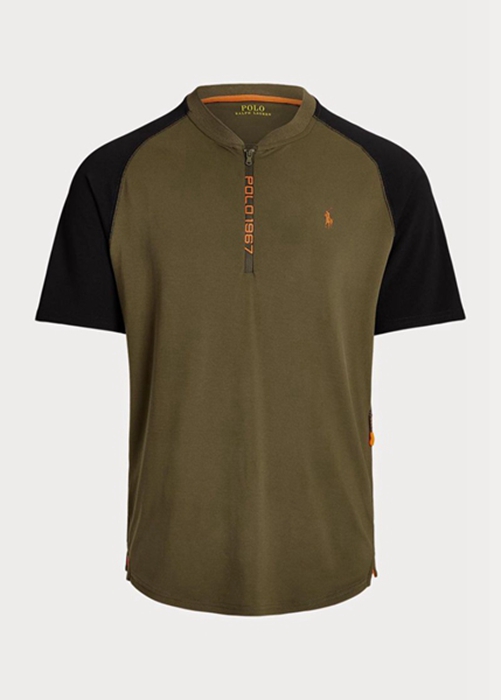 Ralph Lauren Custom Slim Fit Performance Jersey T-shirt Herr Olivgröna | 190264-GCJ