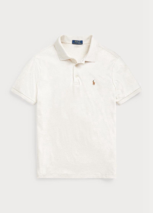 Ralph Lauren Custom Slim Fit Soft Bomull Piketröja Herr Beige | 328179-ASZ