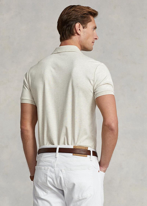 Ralph Lauren Custom Slim Fit Soft Bomull Piketröja Herr Beige | 328179-ASZ