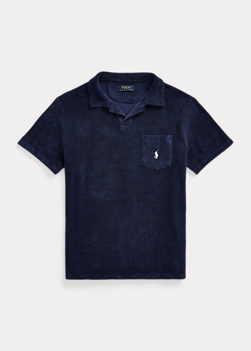 Ralph Lauren Custom Slim Fit Terry Piketröja Herr Marinblå | 092813-TNB