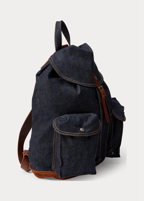 Ralph Lauren Denim Rucksack Handbag Dam Indigo | 704831-UAZ