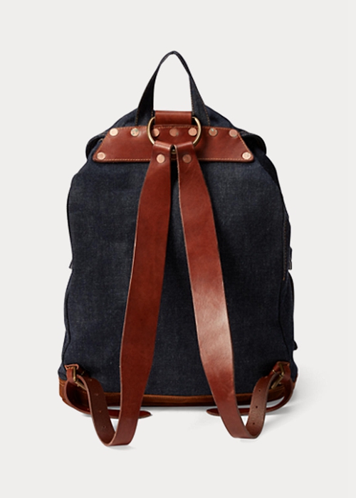 Ralph Lauren Denim Rucksack Handbag Dam Indigo | 704831-UAZ