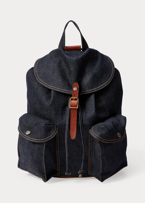 Ralph Lauren Denim Rucksack Handbag Dam Indigo | 704831-UAZ