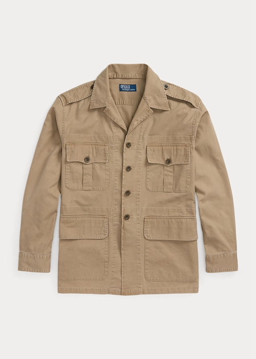 Ralph Lauren Dobby Utility Overshirt Jacka Herr Khaki | 162759-VLH