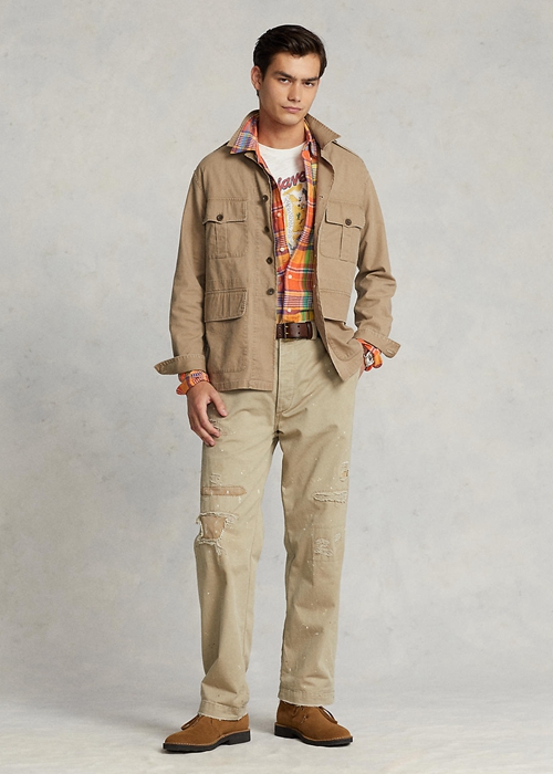 Ralph Lauren Dobby Utility Overshirt Jacka Herr Khaki | 162759-VLH