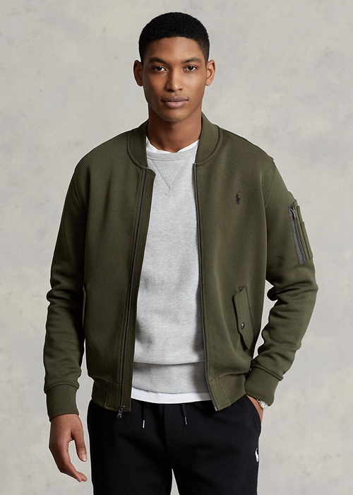 Ralph Lauren Double-Knit Bomber Jacka Herr Olivgröna | 590637-XJH