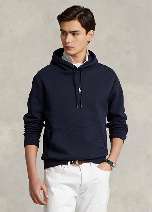 Ralph Lauren Double-knit Hoodie Herr Marinblå | 932648-CYG