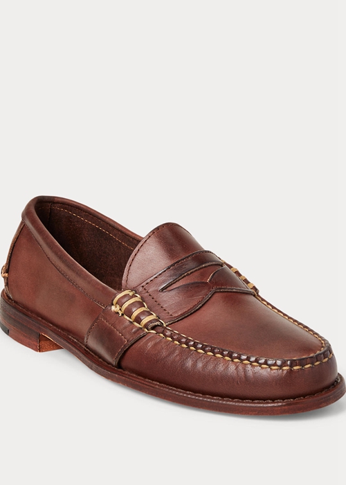 Ralph Lauren Edric Läder Penny Loafers Herr Bruna | 794651-FRB