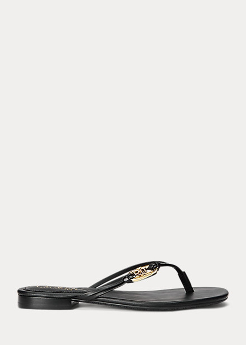 Ralph Lauren Emalia Nappa Läder Flip Flop Dam Svarta | 094837-IHV