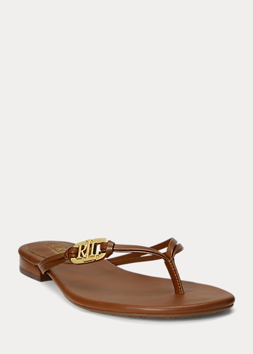 Ralph Lauren Emalia Nappa Läder Flip Flop Dam Bruna | 295187-DVW