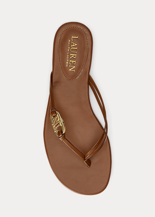 Ralph Lauren Emalia Nappa Läder Flip Flop Dam Bruna | 295187-DVW