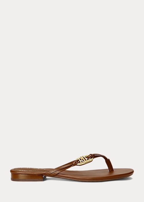 Ralph Lauren Emalia Nappa Läder Flip Flop Dam Bruna | 295187-DVW